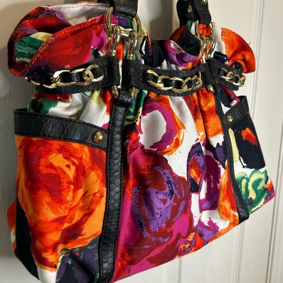 🧡”Wilson’s Leather” NWOT Floral Multicolor Shoulder Bag w/ Multiple Pockets💜 - Picture 3 of 15
